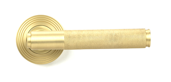 Satin Brass Brompton Lever on Rose Set (Beehive) - Unsprung