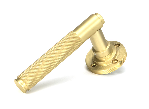 Satin Brass Brompton Lever on Rose Set (Square) - Unsprung