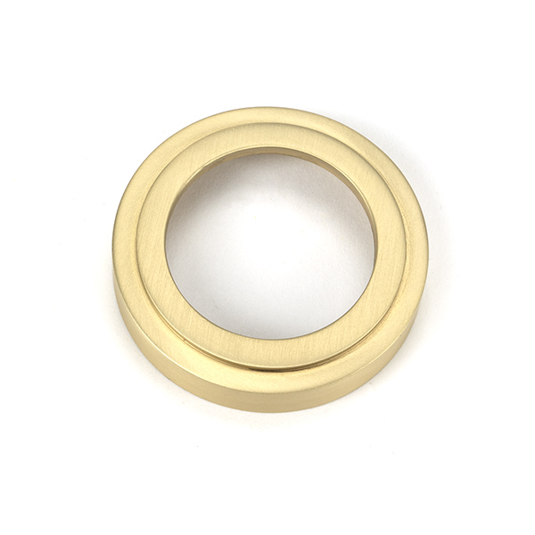 Satin Brass Round Euro Escutcheon (Art Deco)
