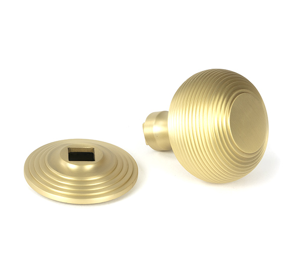Satin Brass Beehive Centre Door Knob