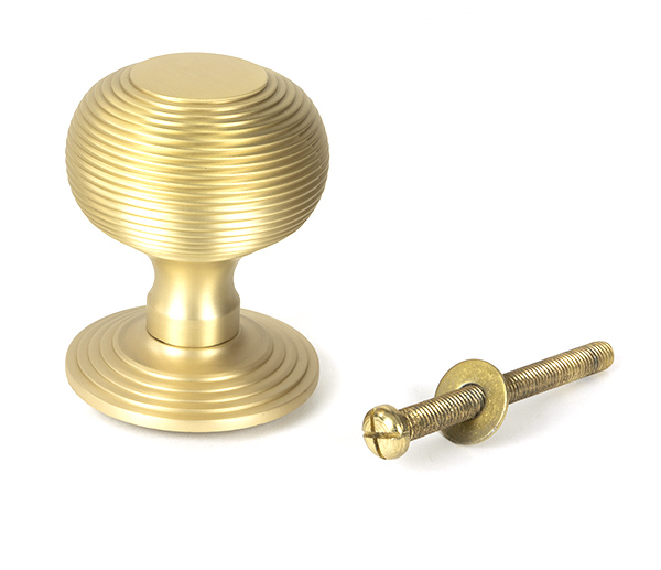 Satin Brass Beehive Centre Door Knob