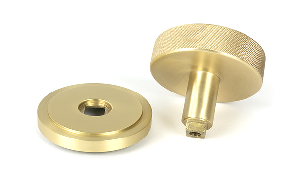 Satin Brass Brompton Centre Door Knob (Art Deco)