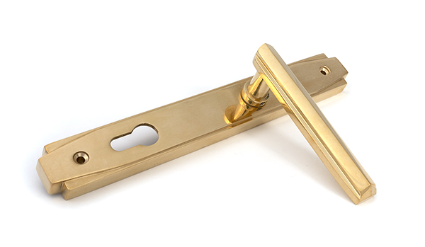 Polished Brass Art Deco Slimline Lever Espag. Lock Set