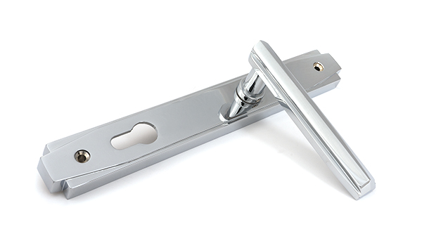 Polished Chrome Art Deco Slimline Lever Espag. Lock Set