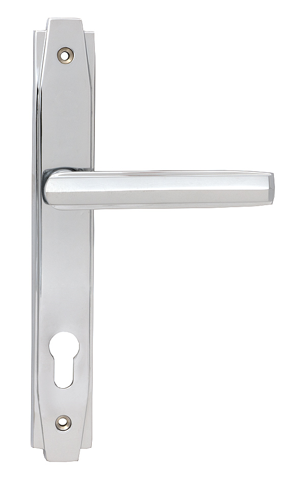 Polished Chrome Art Deco Slimline Lever Espag. Lock Set