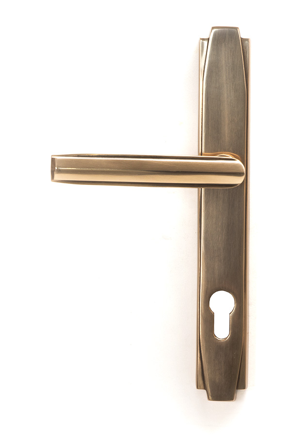 Polished Bronze Art Deco Slimline Lever Espag. Lock Set