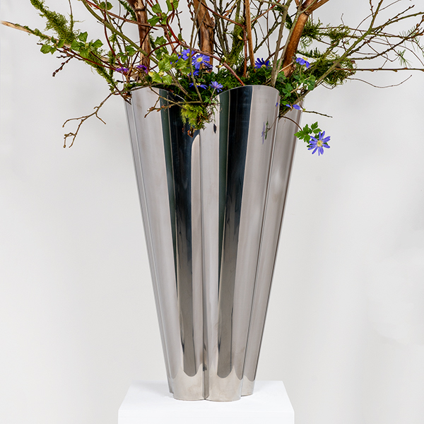 Polished Marine SS (316) 40cm Flora Pot (Drainage holes)