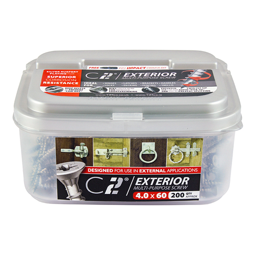 C2 Exterior Strong-Fix - PZ - Double Countersunk with Ribs - Twin-Cut - Silver - 6.0x40