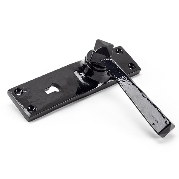 Black Straight Lever Lock Set