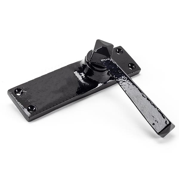 Black Straight Lever Latch Set