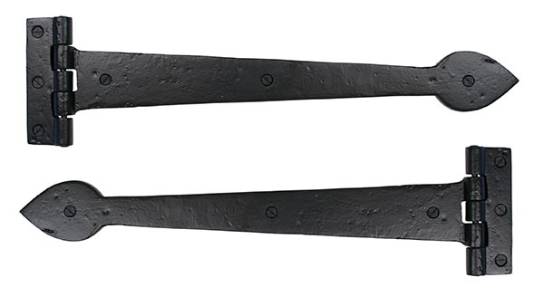 Black Smooth 16" Cast T Hinge (pair)