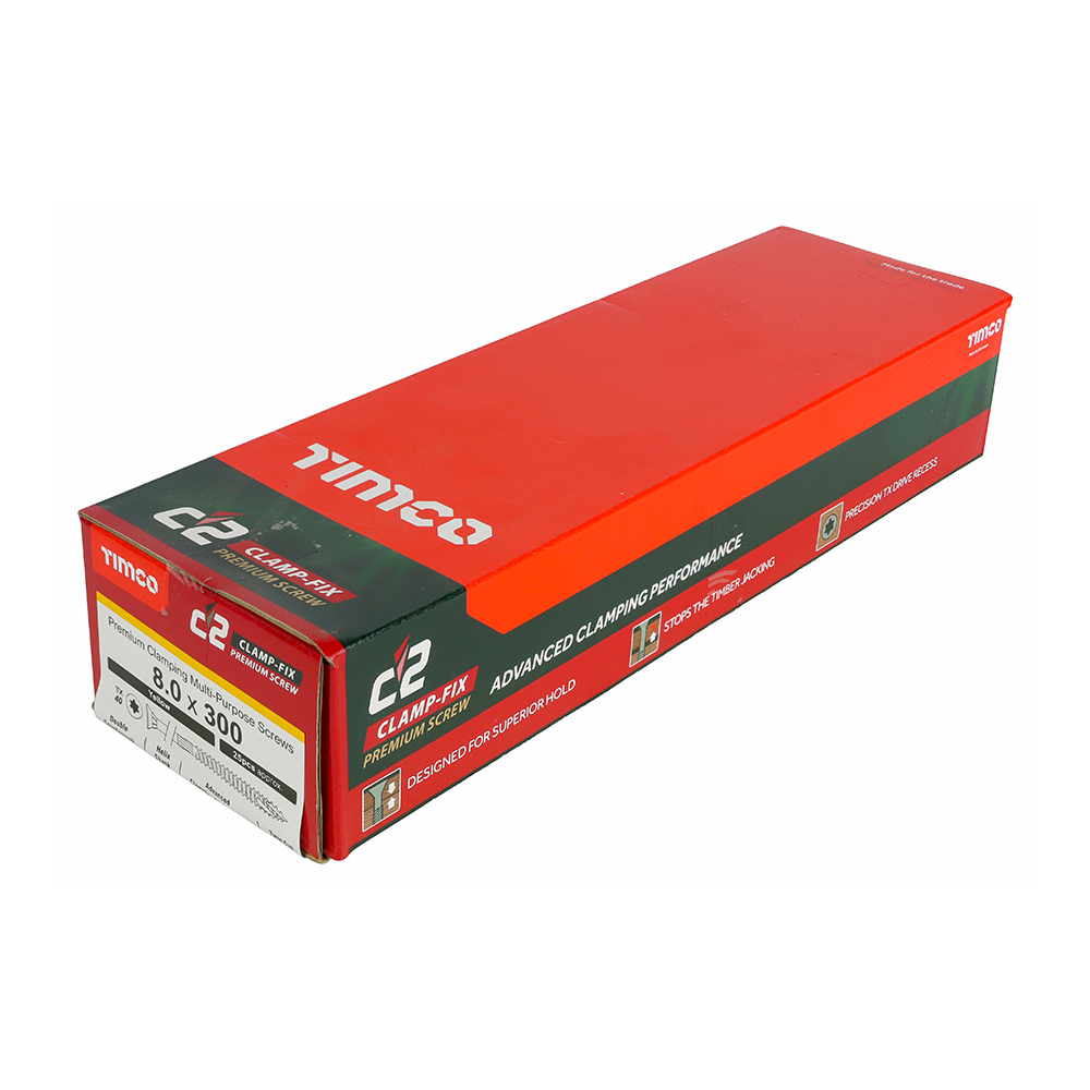 C2 Clamp-Fix - TX - Double Countersunk with Ribs - Twin-Cut - Yellow - 8.0x300