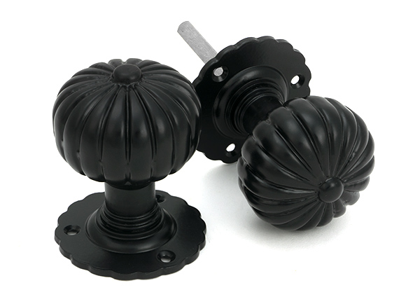 Black Flower Mortice Knob Set