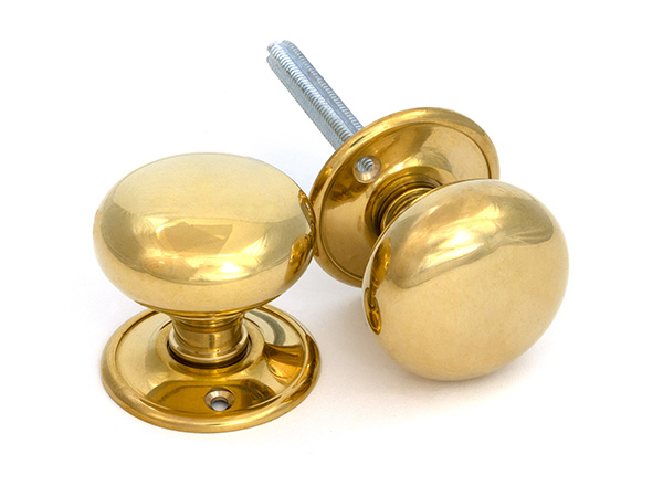 Polished Brass Mushroom Mortice/Rim Knob Set