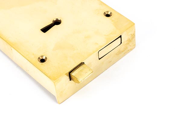 Polished Brass Left Hand Rim Lock - Large