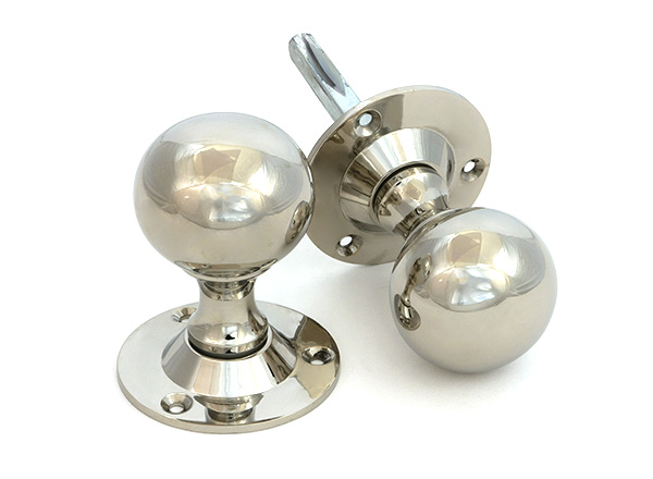 Polished Nickel Ball Mortice Knob Set