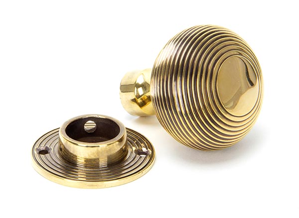 Aged Brass Heavy Beehive Mortice/Rim Knob Set