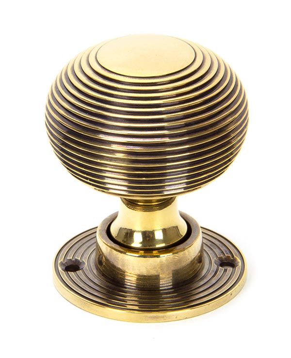 Aged Brass Beehive Mortice/Rim Knob Set