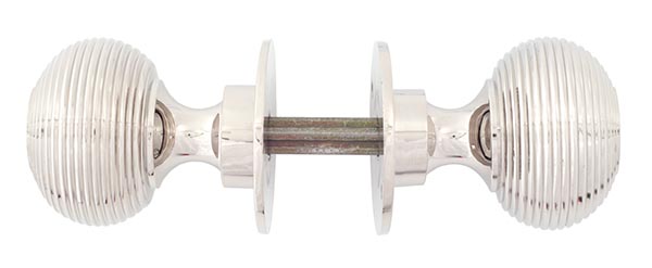 Polished Nickel Heavy Beehive Mortice/Rim Knob Set