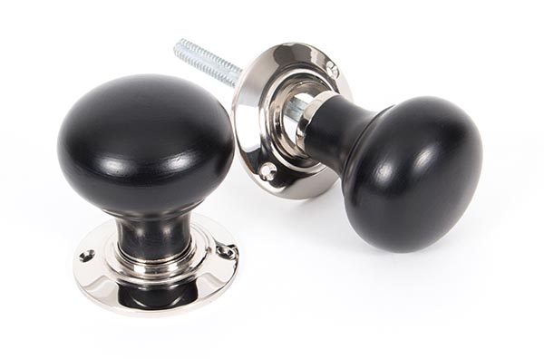 Ebony and PN Bun Mortice/Rim Knob Set