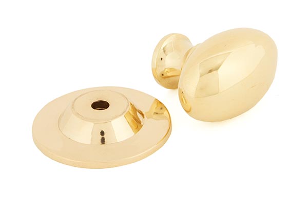 Polished Brass Oval Cabinet Knob 33mm
