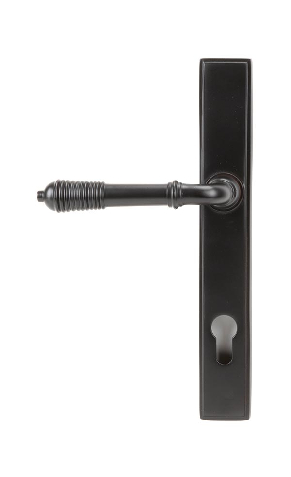 Aged Bronze Reeded Slimline Lever Espag. Lock Set