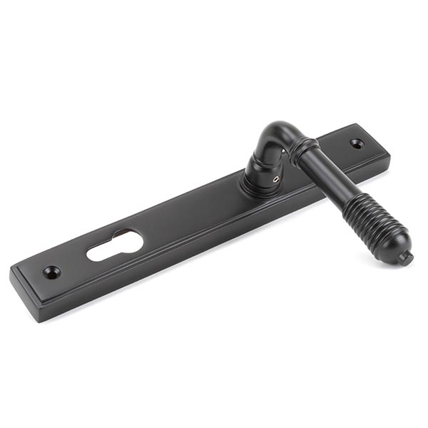 Aged Bronze Reeded Slimline Lever Espag. Lock Set