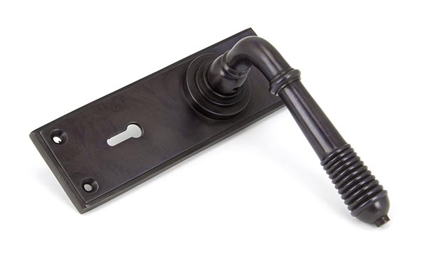 Aged Bronze Reeded Lever Lock Set