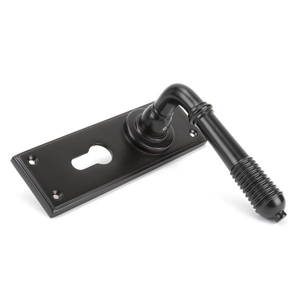 Aged Bronze Reeded Lever Euro Lock Set