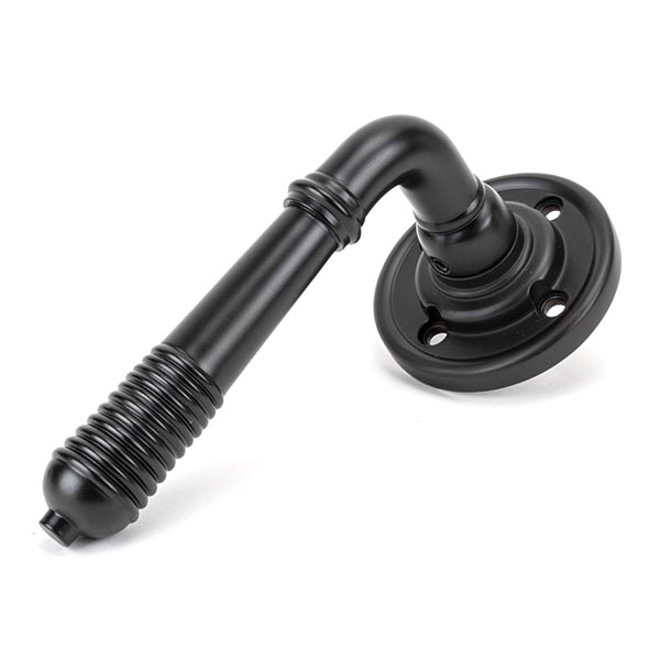 Aged Bronze Reeded Lever on Rose Set