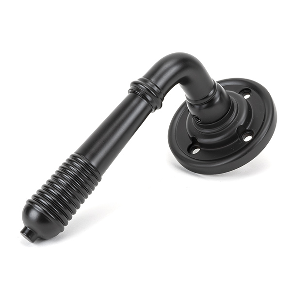 Aged Bronze Reeded Lever on Rose Set