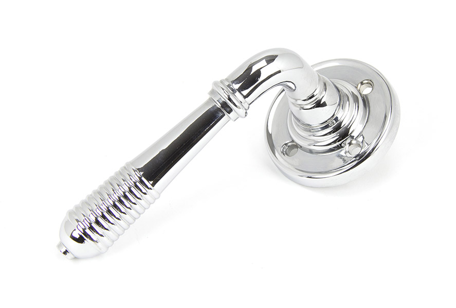 Polished Chrome Reeded Lever on Rose Set