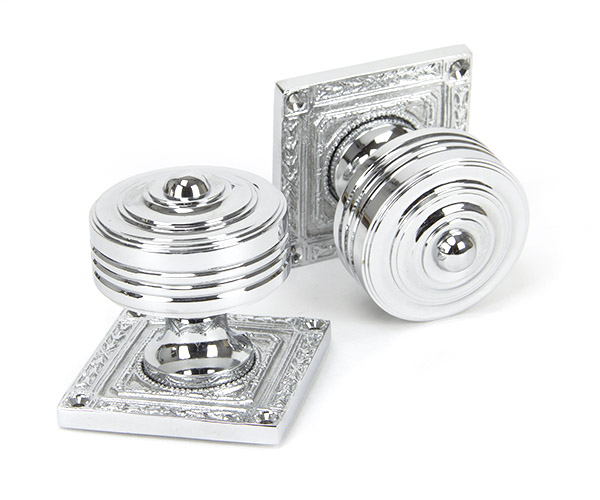 Polished Chrome Tewkesbury Square Mortice Knob Set