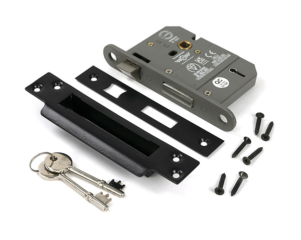 Black 3" 5 Lever BS Sash Lock KA