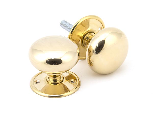 Polished Brass 57mm Mushroom Mortice/Rim Knob Set