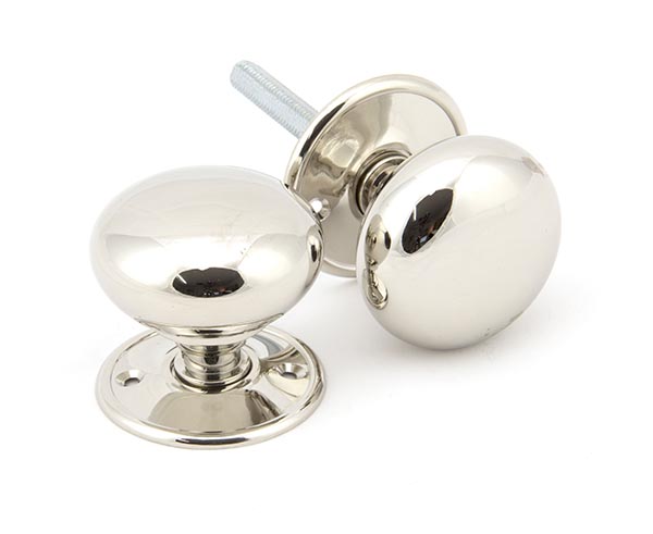 Polished Nickel 57mm Mushroom Mortice/Rim Knob Set