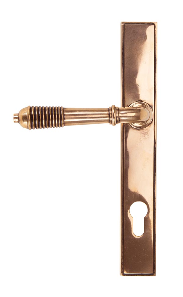 Polished Bronze Reeded Slimline Lever Espag. Lock