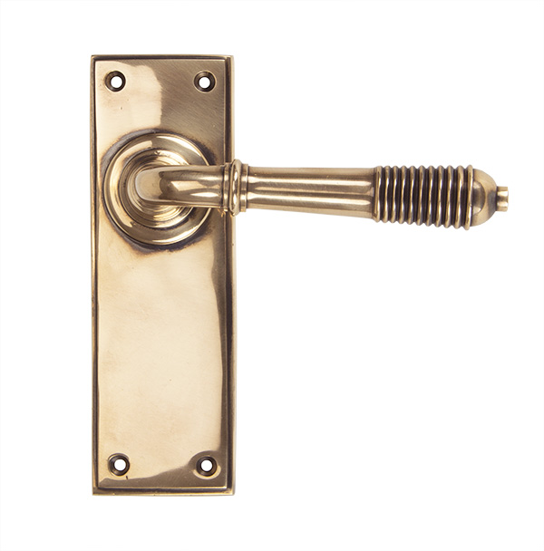 Polished Bronze Reeded Lever Latch Set