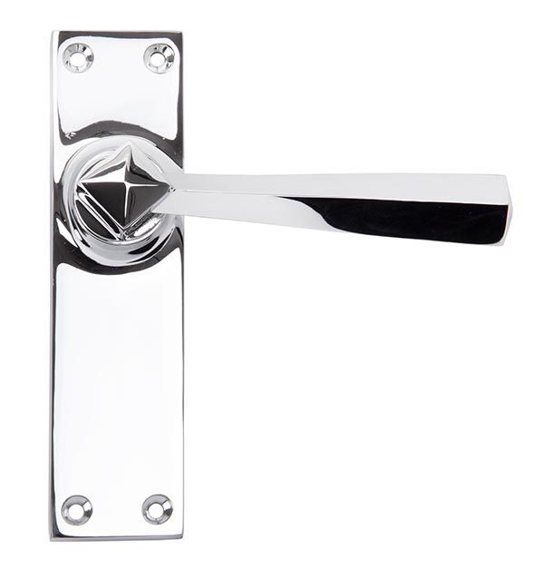 Polished Chrome Straight Lever Latch Set