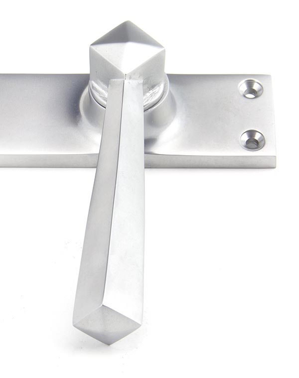 Satin Chrome Straight Lever Latch Set