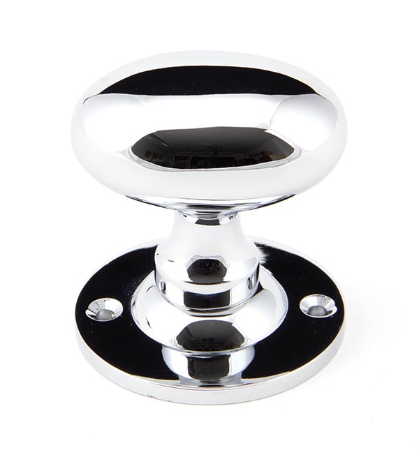 Polished Chrome Oval Mortice/Rim Knob Set
