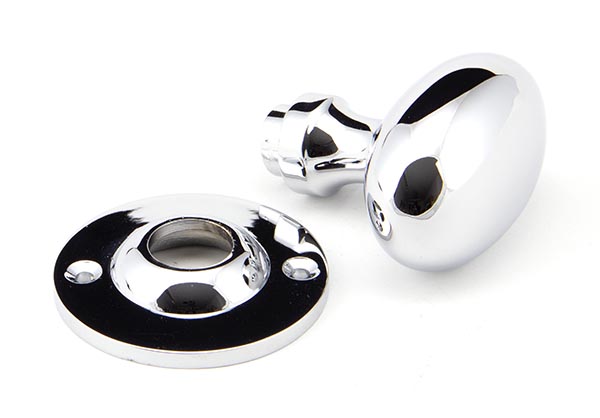 Polished Chrome Oval Mortice/Rim Knob Set