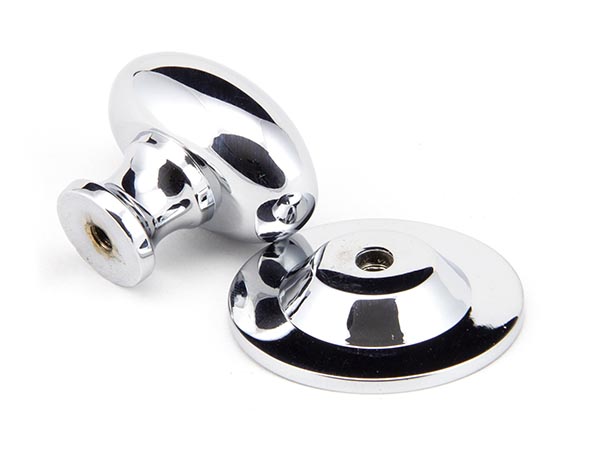 Polished Chrome Oval Cabinet Knob 33mm