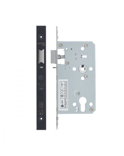 Din Nightlatch - Backset 60mm - 2 Pc Forend - Square - PVDBLK - PVD Black