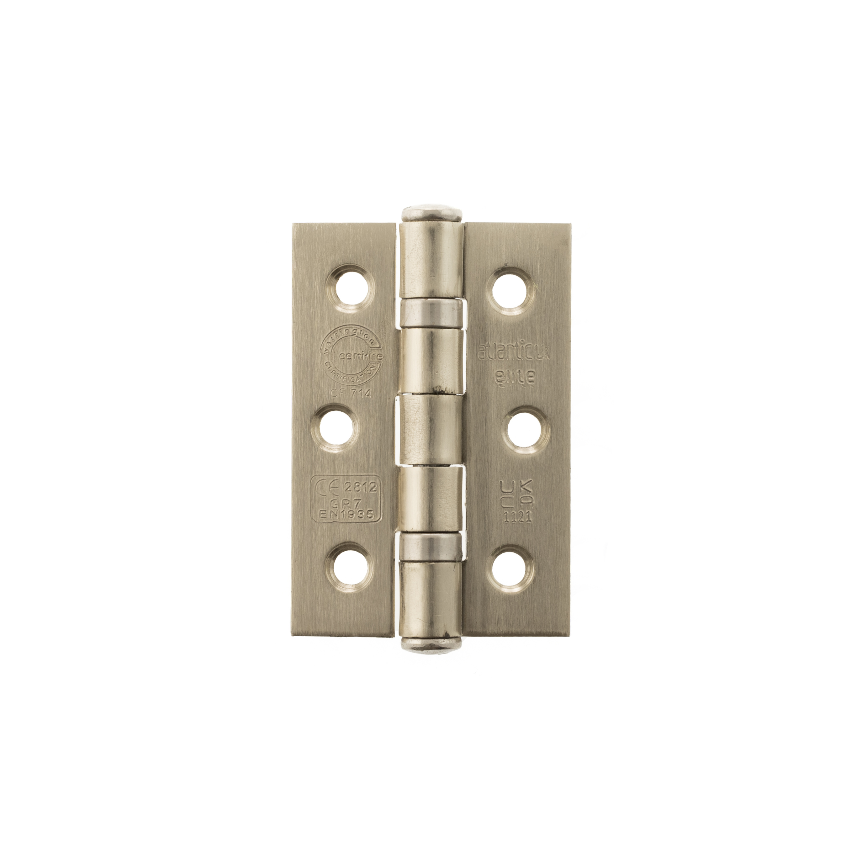 Atlantic CE Fire Rated Grade 7 Ball Bearing Hinges 3" x 2" x 2mm - Satin Nickel