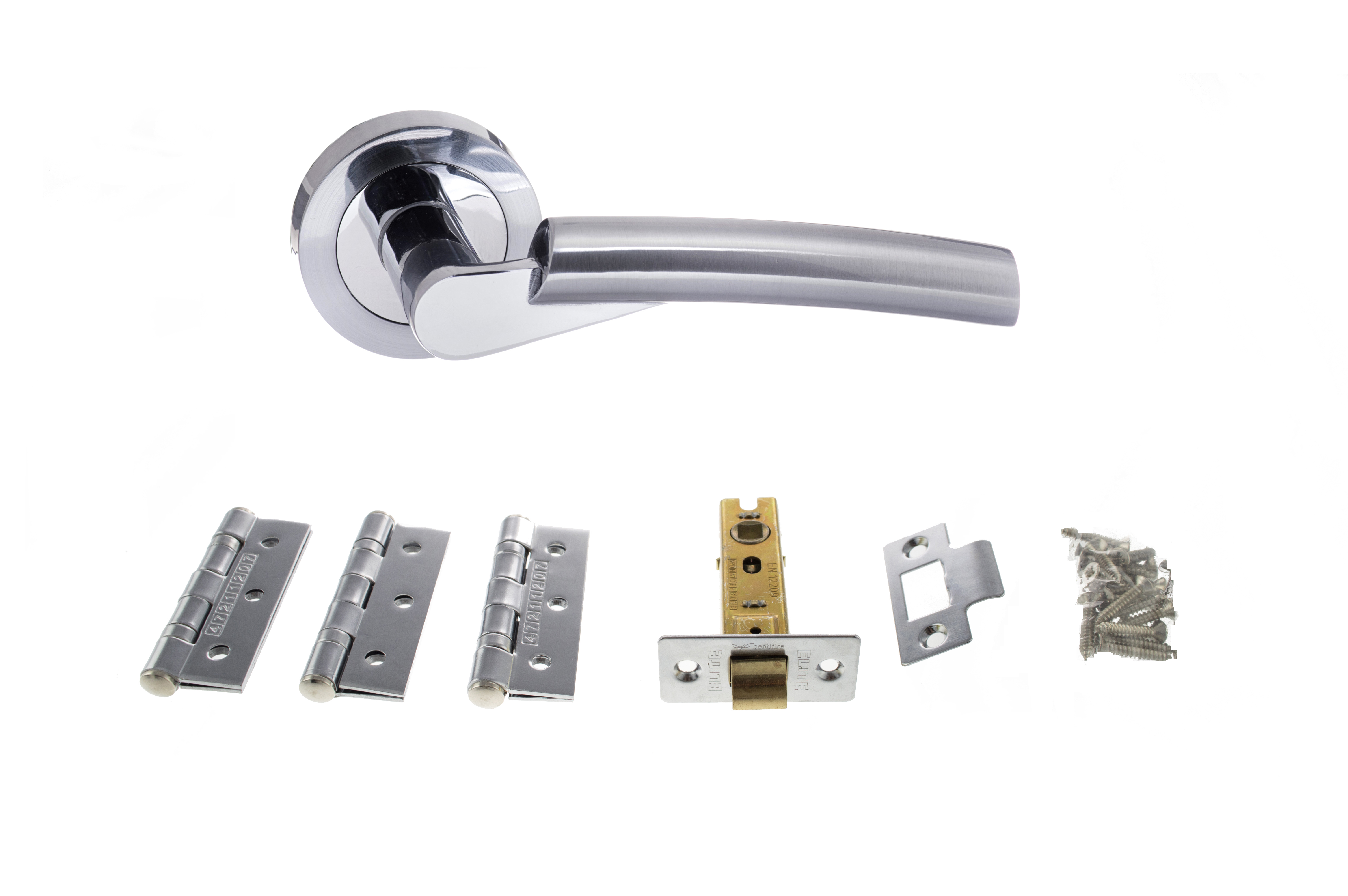 Atlantic Florida Dorpac Bundle (3" Latch, 3"x2" Hingesx3) - Satin Chrome/Polished Chrome