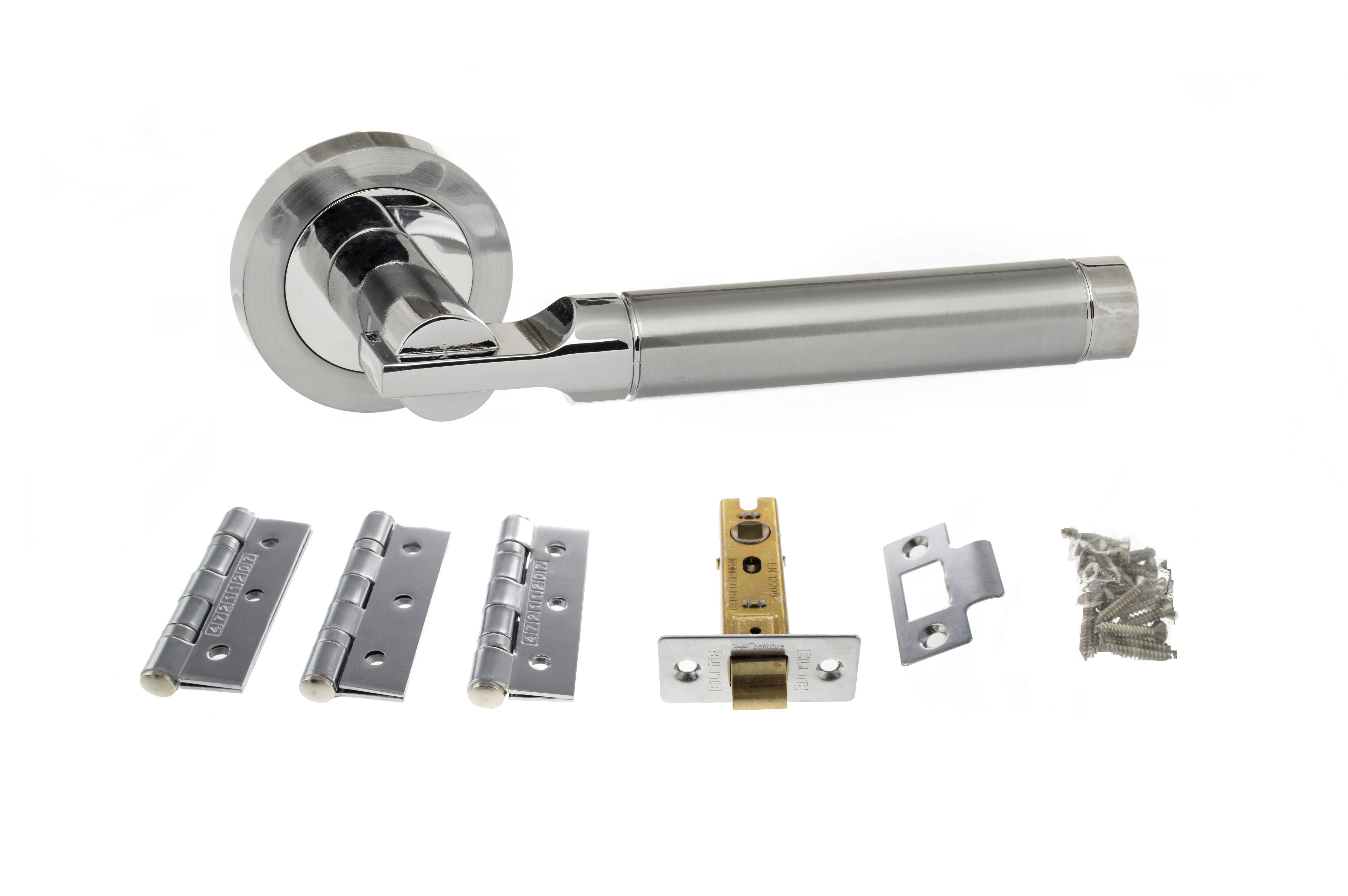 Atlantic Dakota Dorpac Bundle (2.5" Latch, 3"x2" Hingesx3) - Satin Chrome/Polished Chrome
