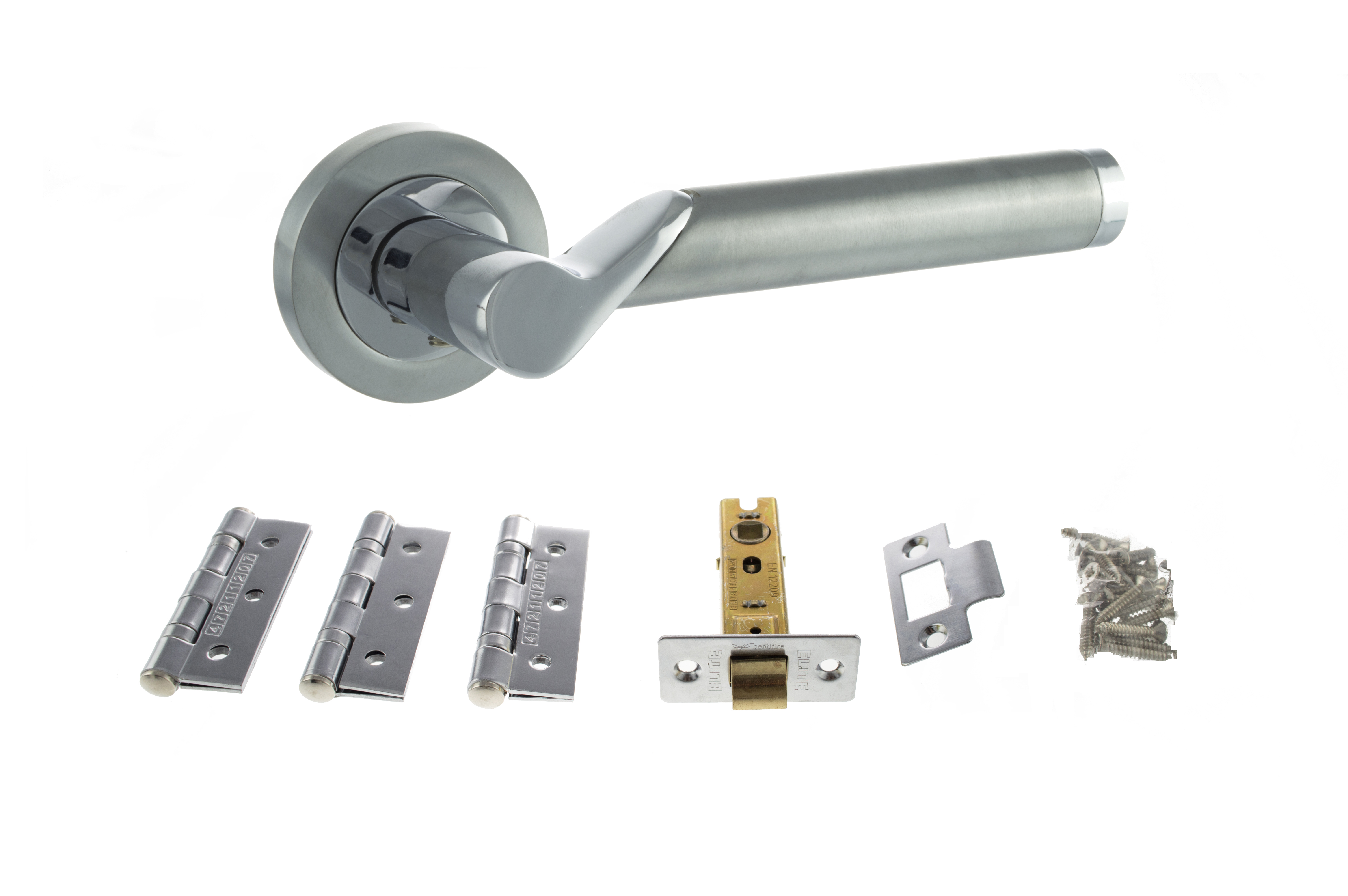 Atlantic Hawaii Dorpac Bundle (2.5" Latch, 3"x2" Hingesx3) - Satin Chrome/Polished Chrome