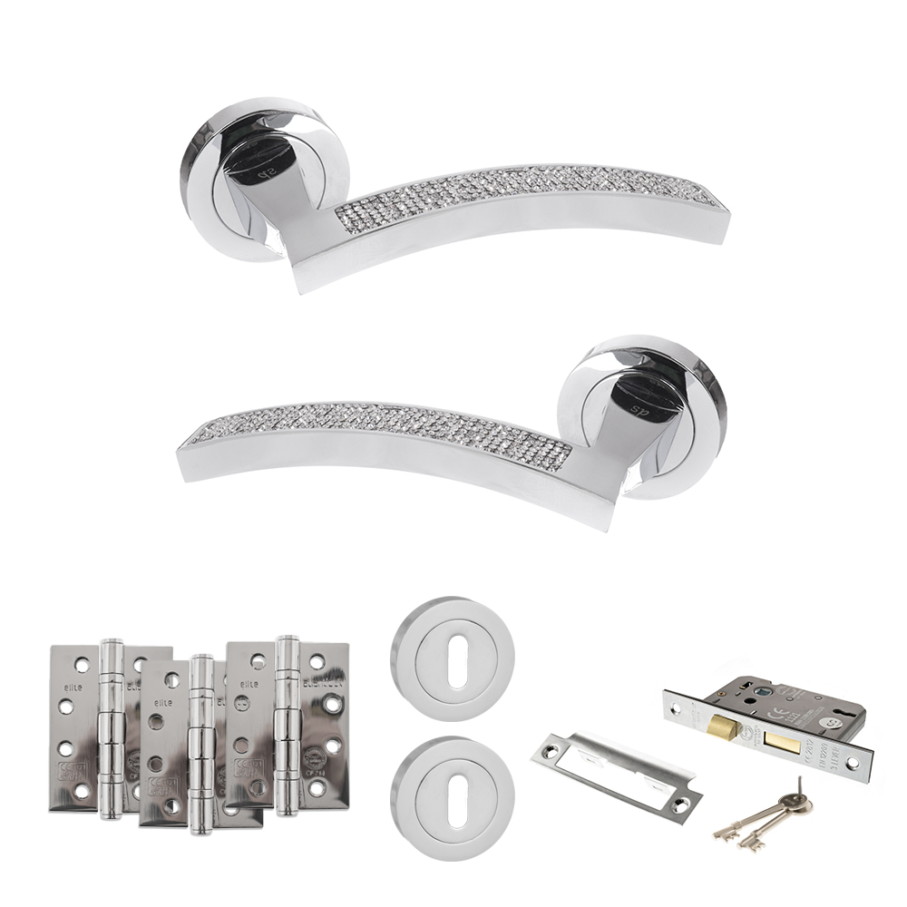 Senza Pari Crystal Door Handle Pack (3 Lever Lock Set - 2.5