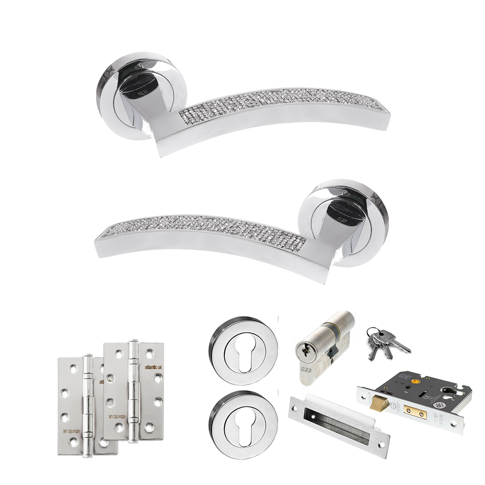 Senza Pari Crystal Door Handle Pack (Euro Lock Set - 2.5